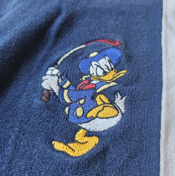 Rare Vintage Disney Mickey Donald Goofy Golfing Knit Thick Striped Sweater - Picture 4 of 12